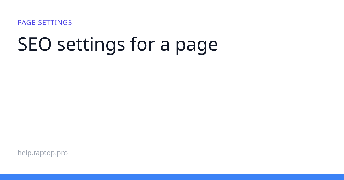 SEO settings for a page | База знаний конструктора сайтов Taptop