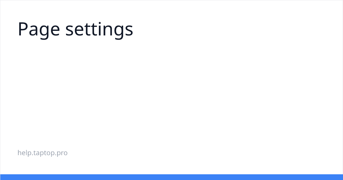 Page settings | База знаний конструктора сайтов Taptop
